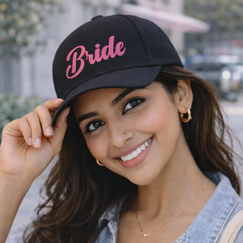 Custom Cap Bride Party Black Caps - Image 5