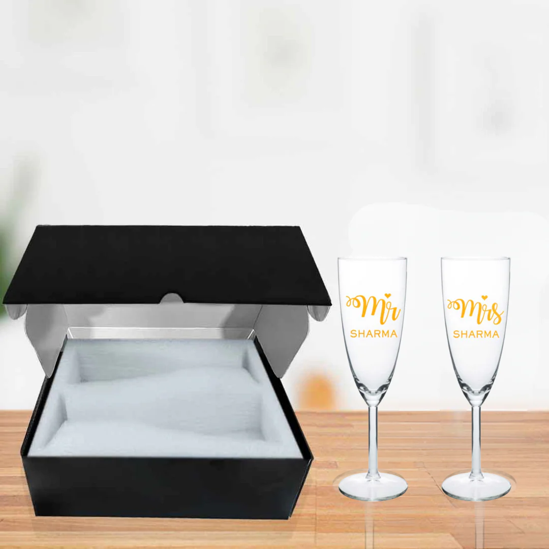 Champagne Glasses Anniversary Gifts for Couples Set of 2 - Mr And Mrs - Image 10