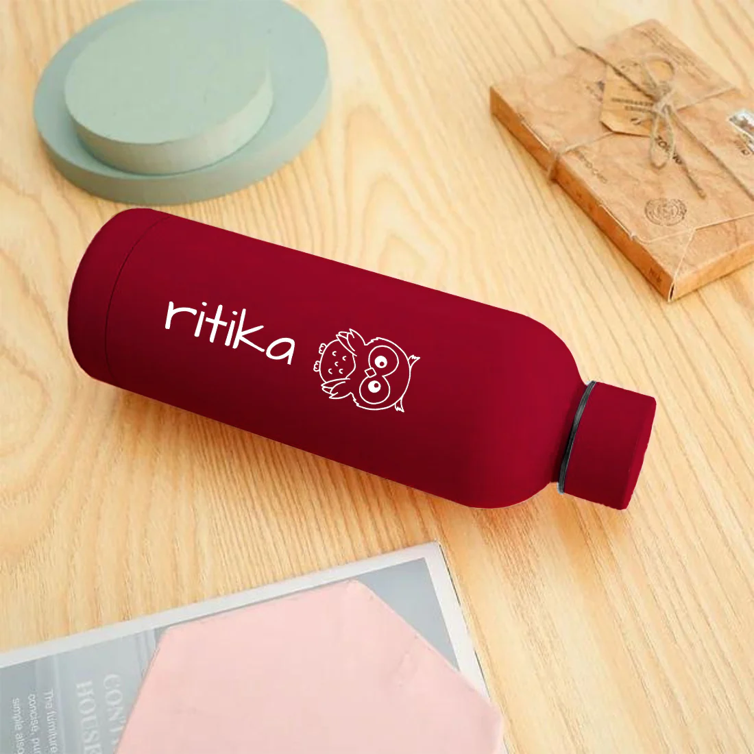 Custom Childrens Metal Water Bottle with Owl – Keeps Drinks Hot & Cold, Double Insulated, BPA-Free, Leakproof for School, Travel & Home - Image 12