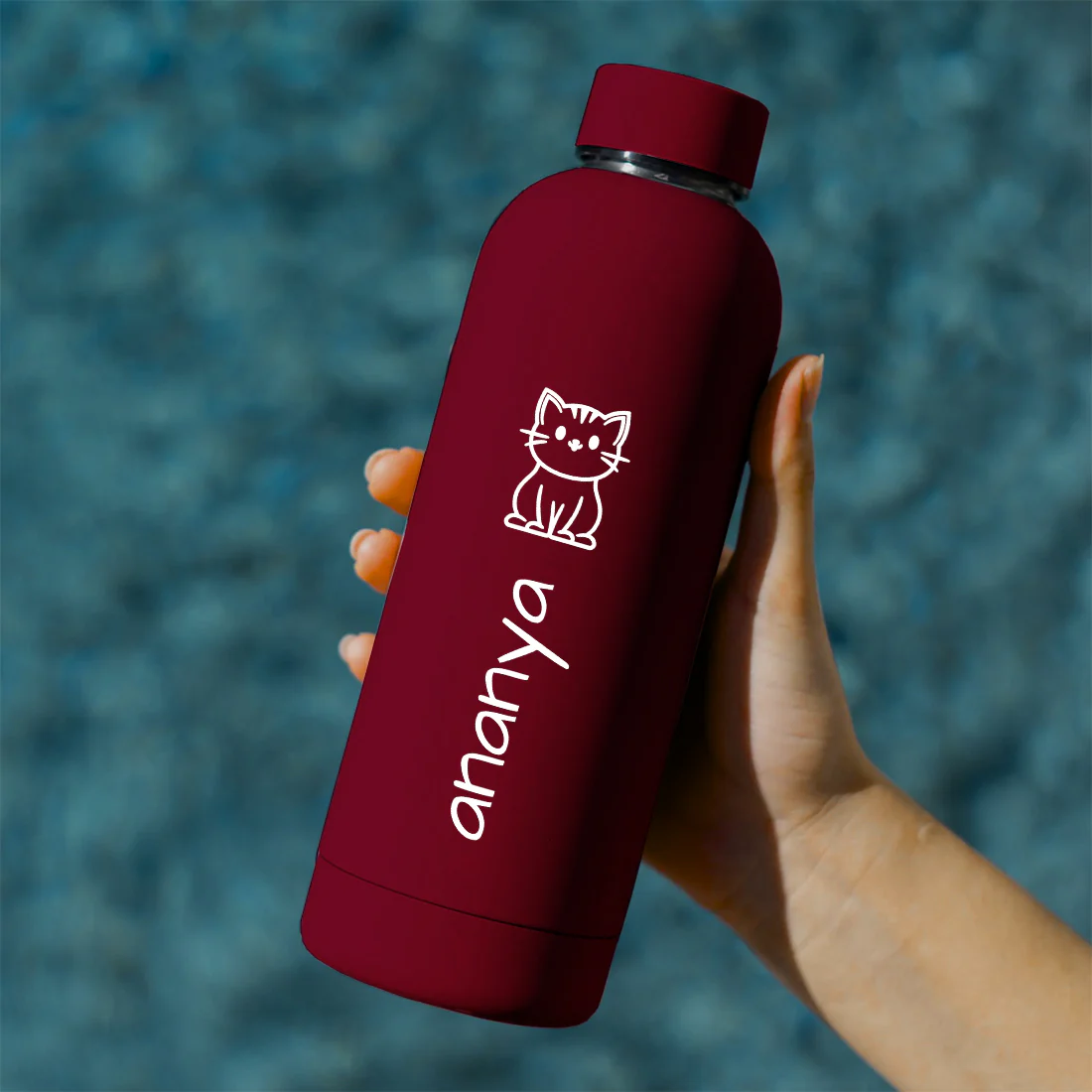 Nutcase Custom Children's Water Bottle with Cat Design – 500ml Stainless Steel, Double Insulated, BPA-Free, Leakproof, Keeps Drinks Hot & Cold for Hours - Image 2