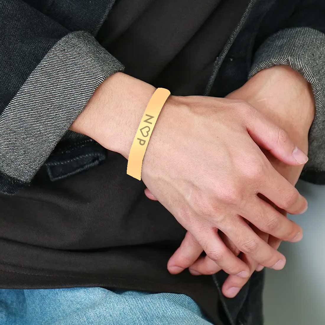 Custom Couples Bracelet Matching Bracelets Valentines Day Gift-Gold & Black-Initials - Image 14