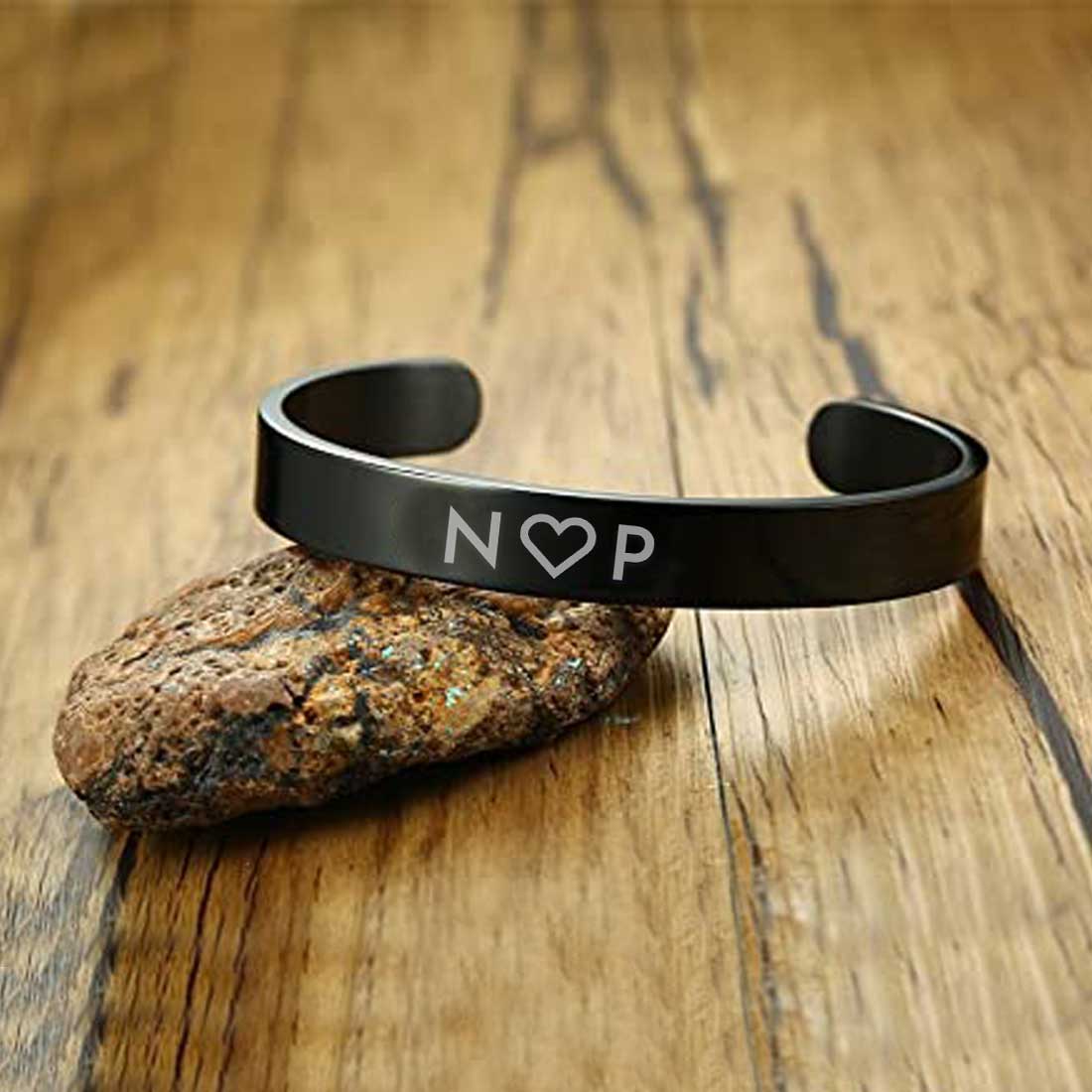 Custom Couples Bracelet Matching Bracelets Valentines Day Gift-Gold & Black-Initials - Image 5