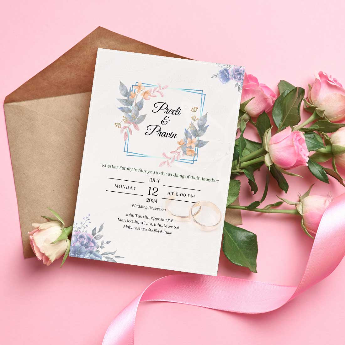Custom Design Invitation Cards - Marriage Wedding Card-6x9 inches (Acrylic or Satin on Paper Board)(25 pcs)