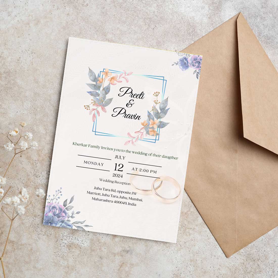 Custom Design Invitation Cards - Marriage Wedding Card-6x9 inches (Acrylic or Satin on Paper Board)(25 pcs) - Image 3