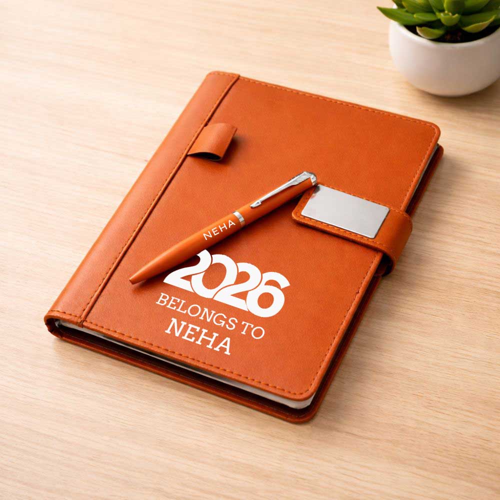 Custom Diary with Matching Engraved Pen | Premium Leatherette Diary with Name Black Gift Box - Image 13