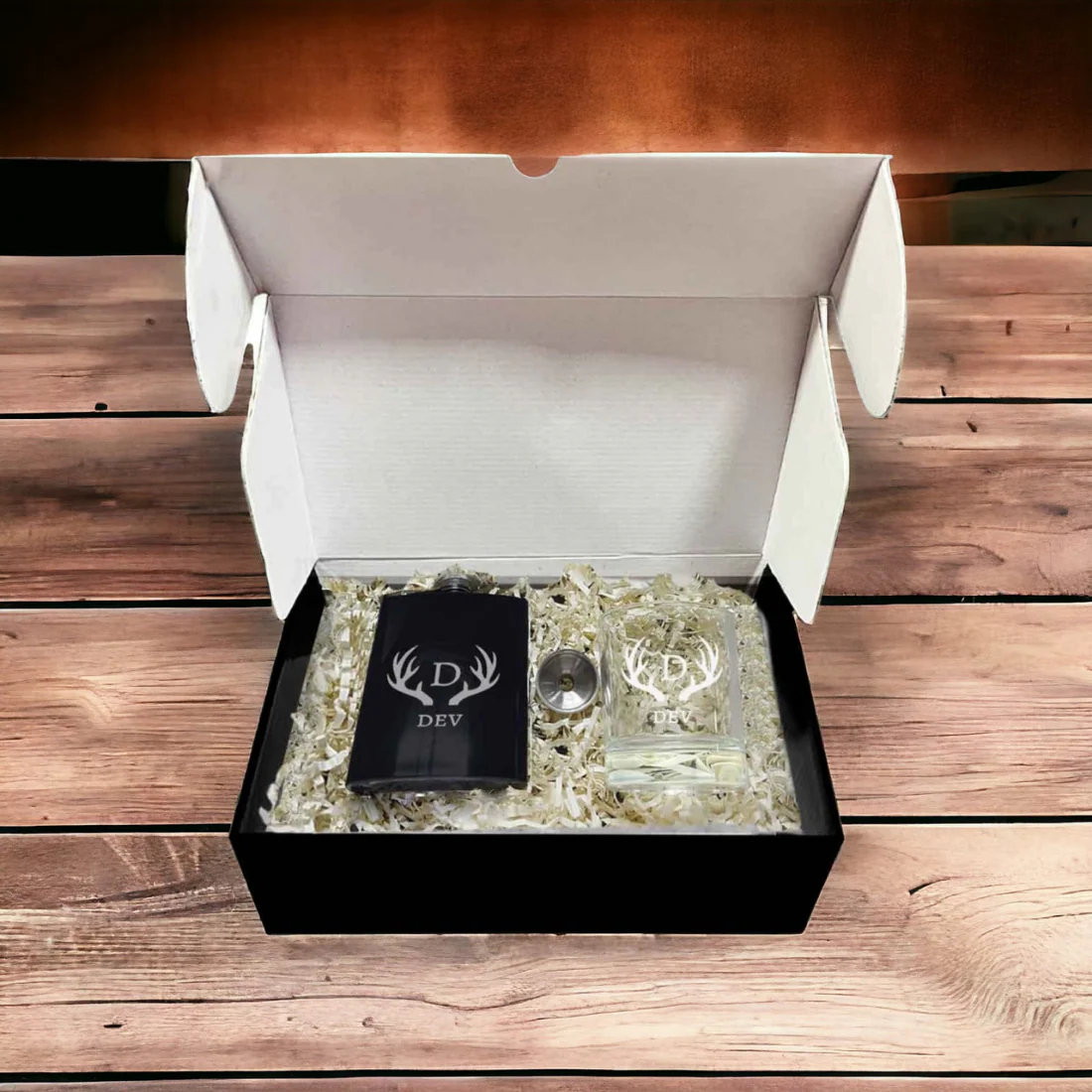 Custom Engraved Whiskey Glass Hip Flask with Funnel Gift Set Box - Image 12