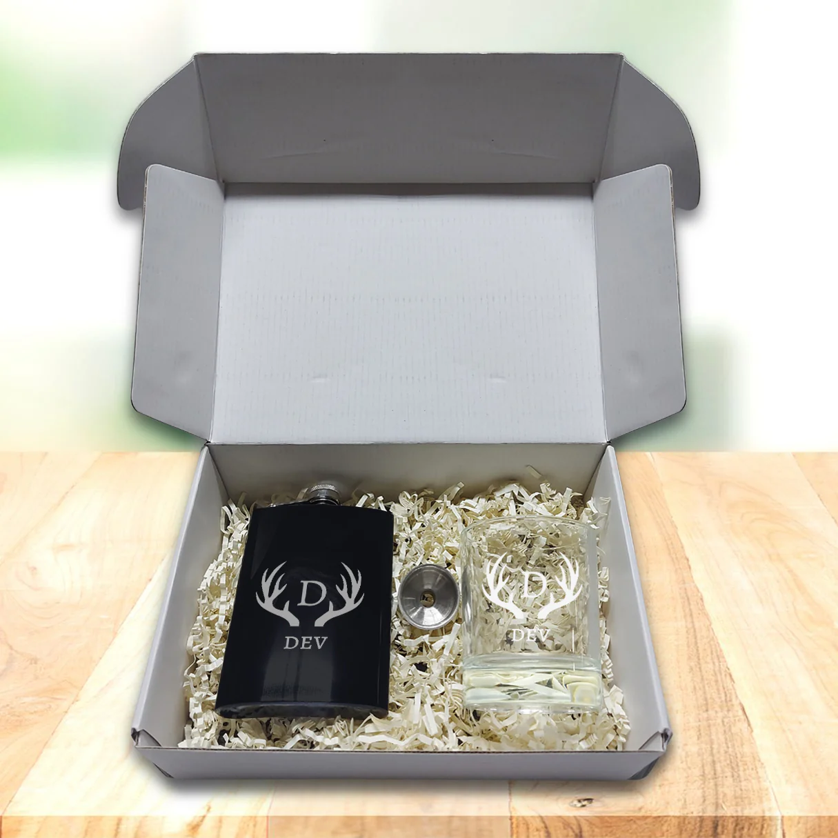 Custom Engraved Whiskey Glass Hip Flask with Funnel Gift Set Box - Image 3