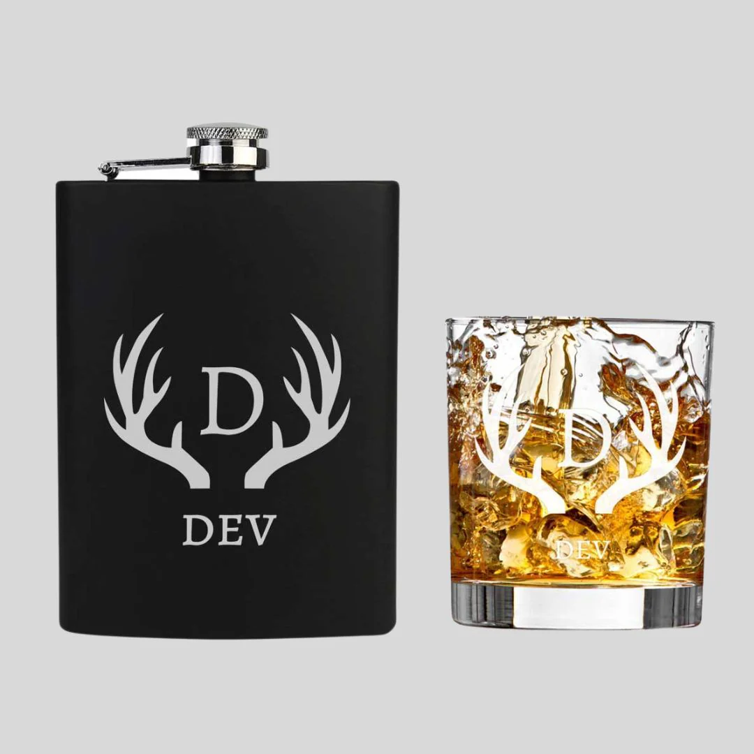 Custom Engraved Whiskey Glass Hip Flask with Funnel Gift Set Box - Image 7