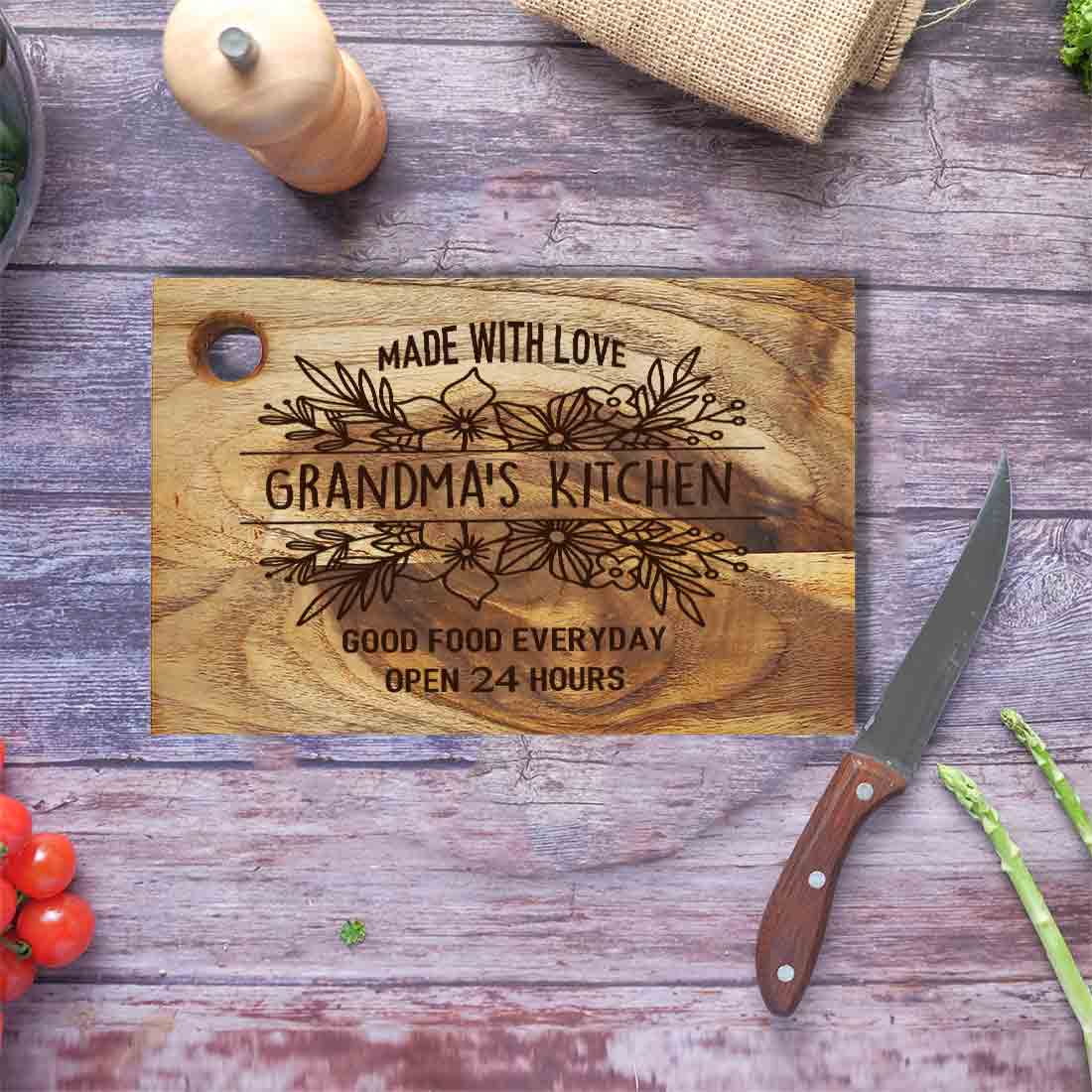 Custom Engraved Cutting Board Wooden Vegetable Chopping Stand Mother Day Gift - Grandma's kitchen - Image 5