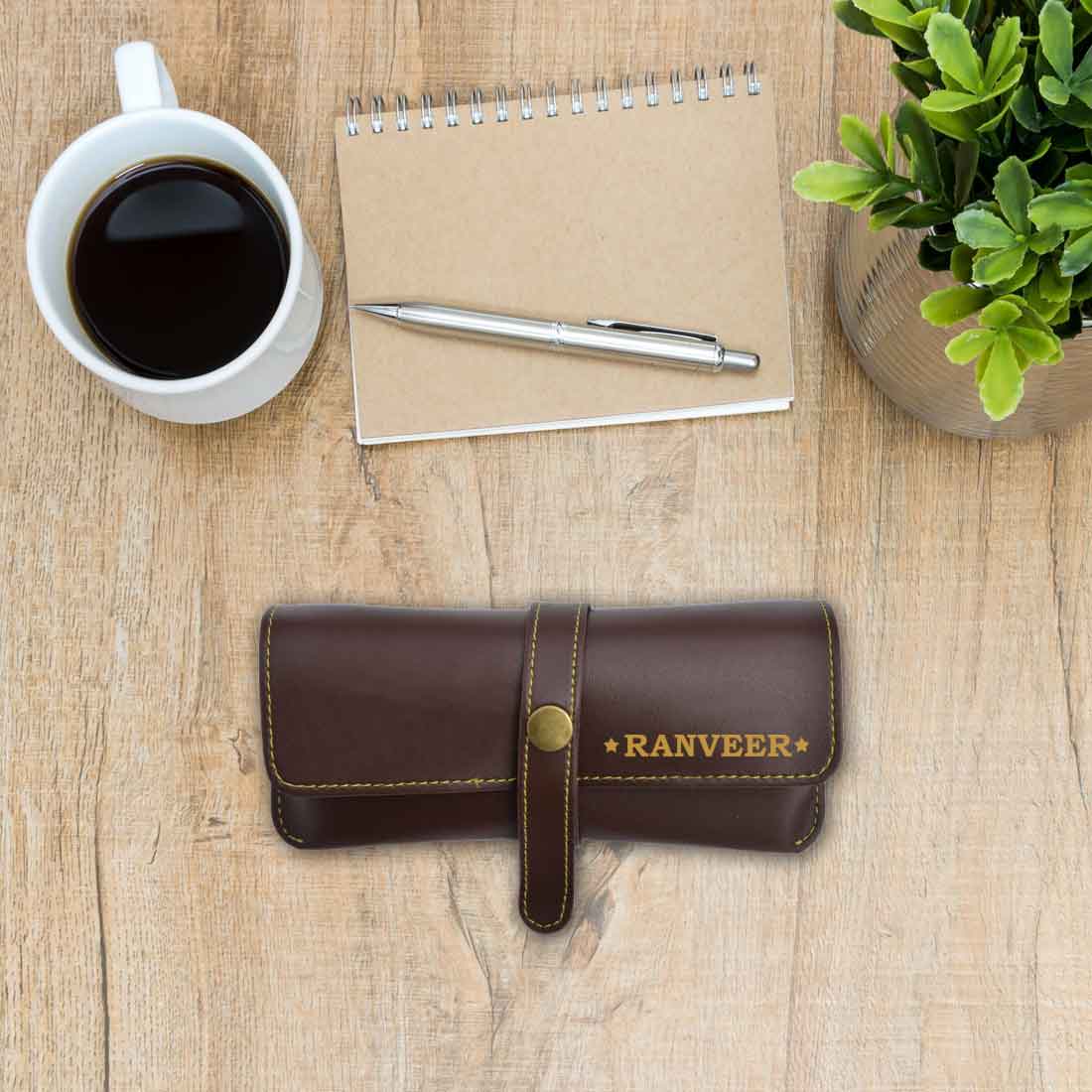Personalized Eyewear Case Sunglass Specs Holder - Premium Vegan Leather - Image 5