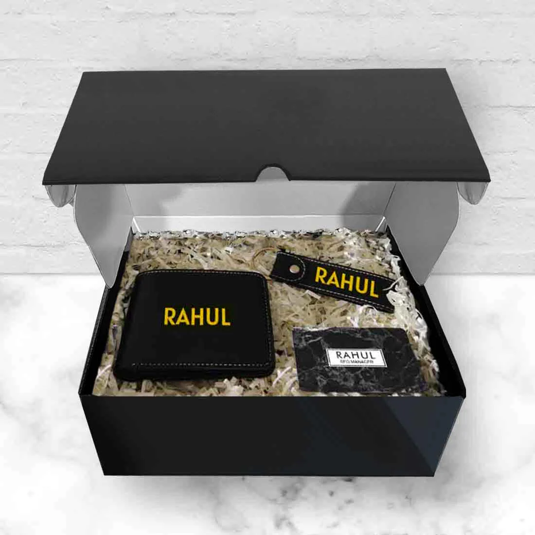 Custom Gift Boxes for Men with Personalized Wallet Keychain and NFC Card - Image 4