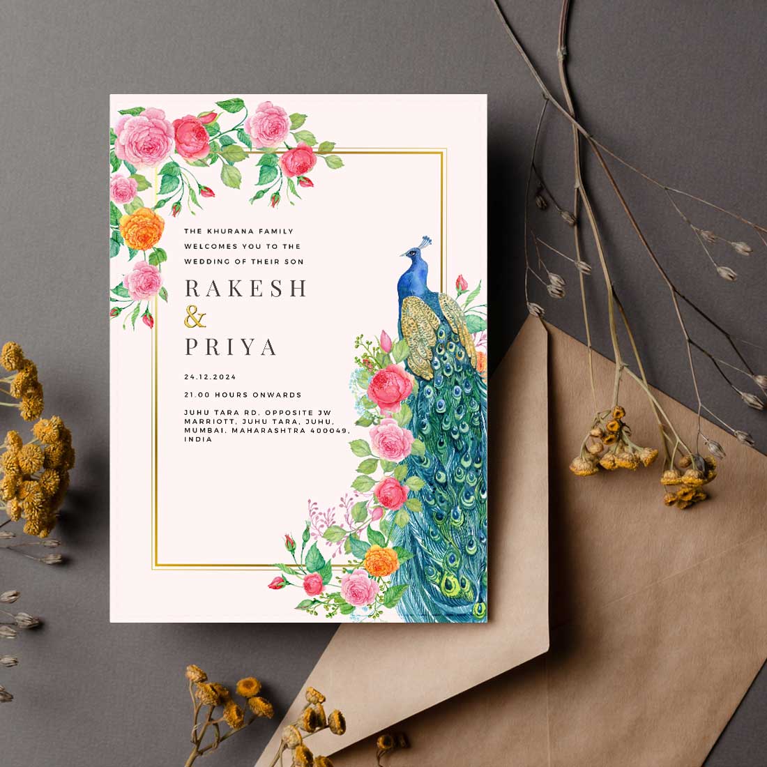 Custom Indian Wedding Cards - Shadi Invitation-6x9 inches (Acrylic or Satin on Paper Board)(25 pcs) - Image 2