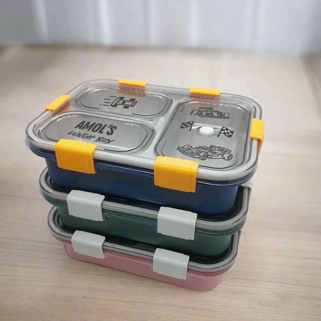 Custom Insulated Childrens Lunch Box - Stainless Steel Tiffin Box with Name - Image 2