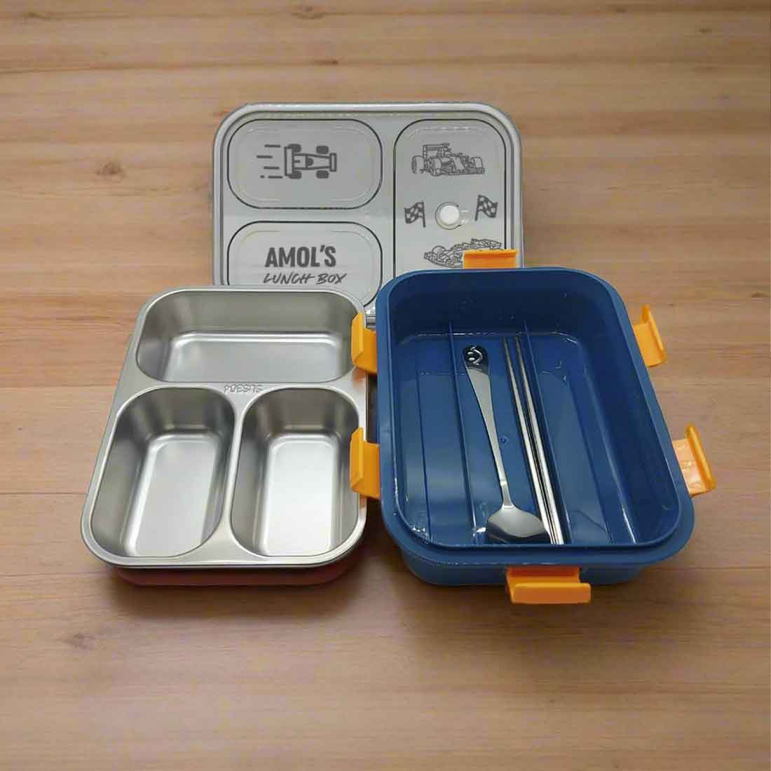 Custom Insulated Childrens Lunch Box - Stainless Steel Tiffin Box with Name - Image 3