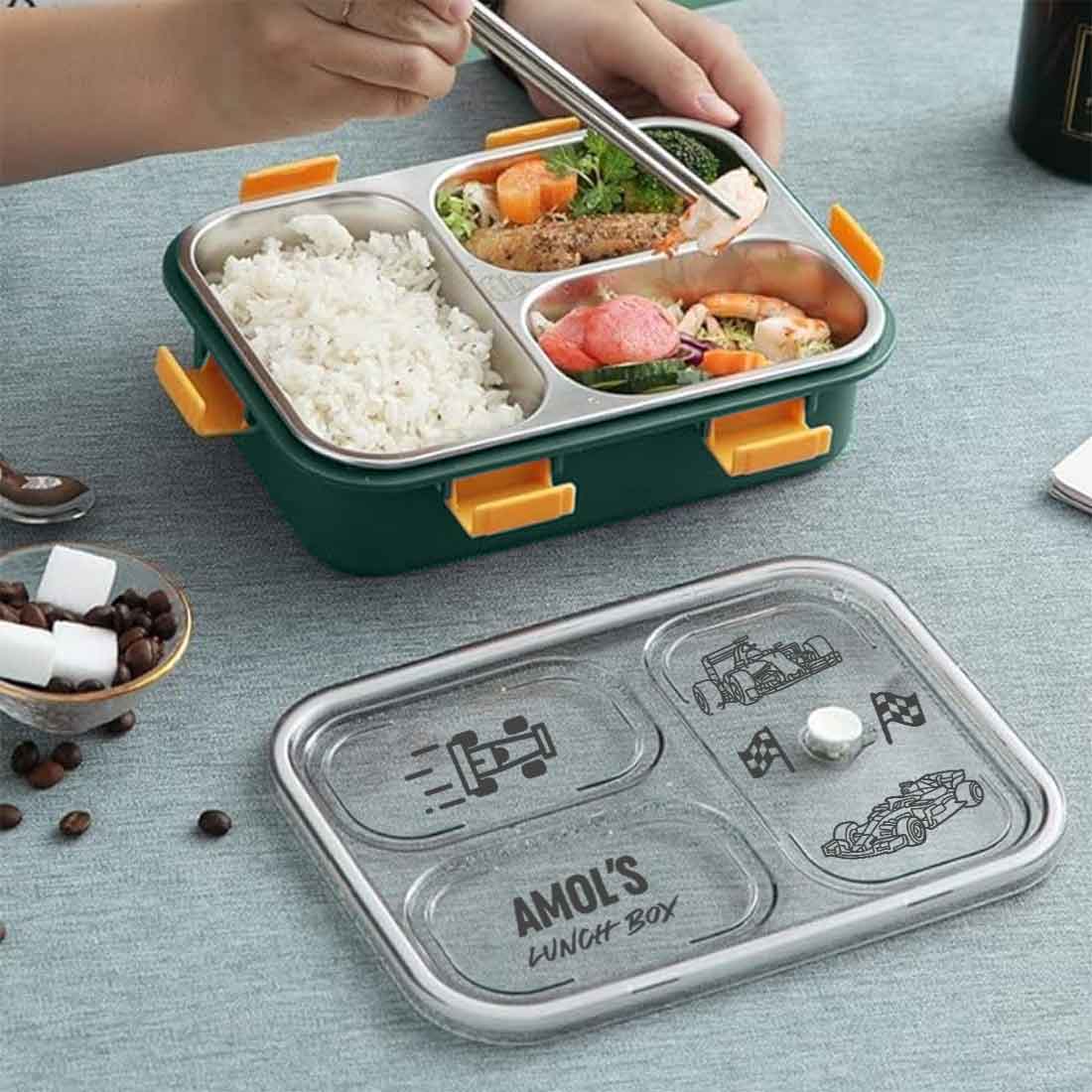 Custom Insulated Childrens Lunch Box - Stainless Steel Tiffin Box with Name - Image 4