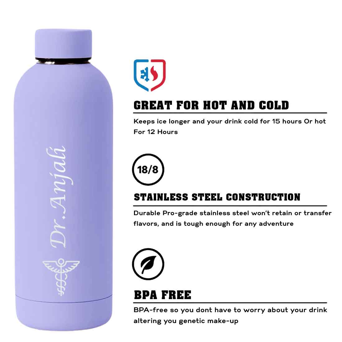 Custom Insulated Water Bottles for Doctors - Stainless Steel, BPA-Free, Leakproof Water Bottles for Travel, Hospital, Gym, and Home - Image 22