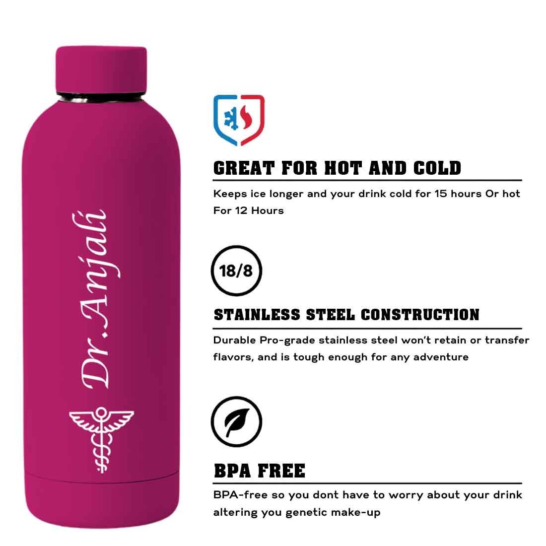 Custom Insulated Water Bottles for Doctors - Stainless Steel, BPA-Free, Leakproof Water Bottles for Travel, Hospital, Gym, and Home - Image 33
