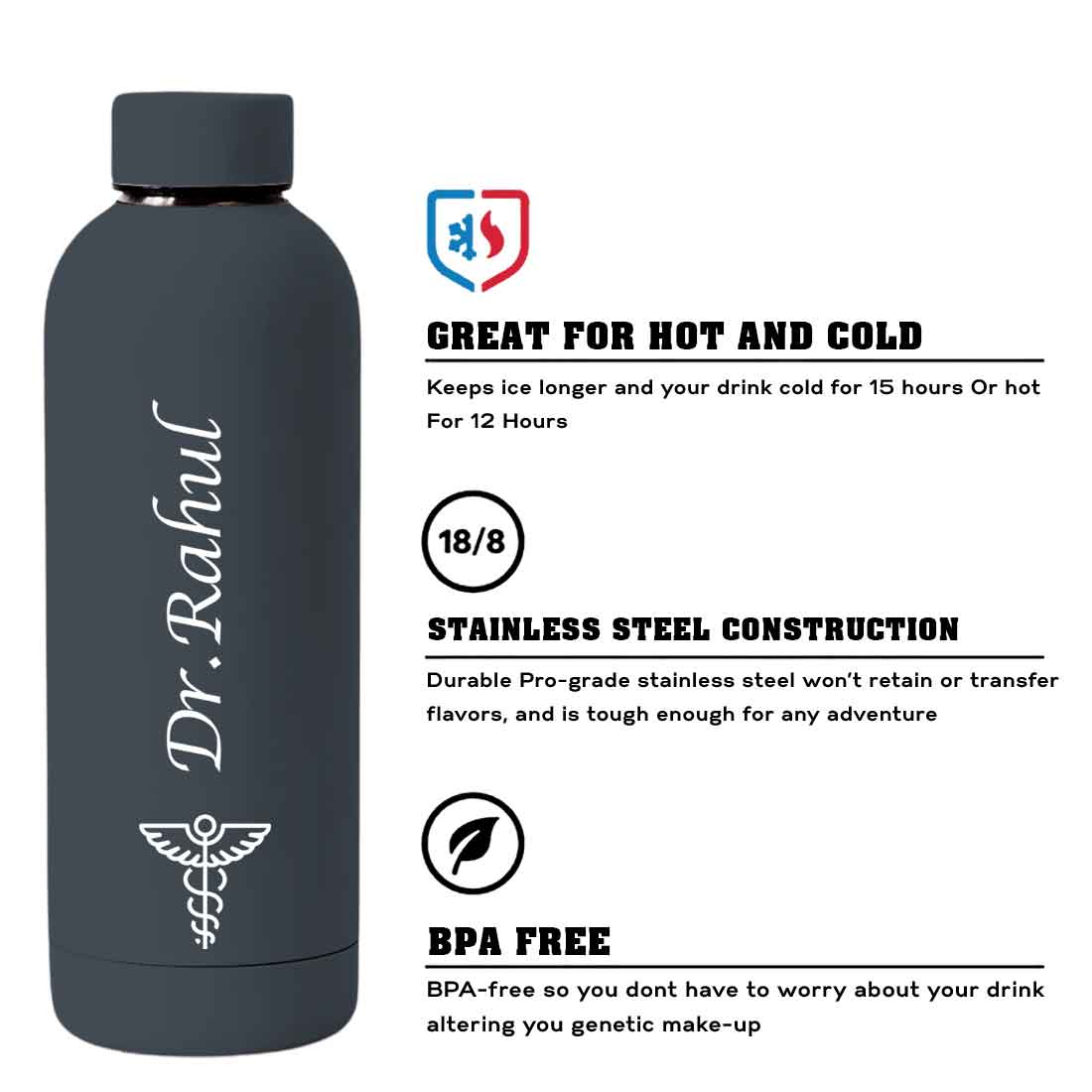 Custom Insulated Water Bottles for Doctors - Stainless Steel, BPA-Free, Leakproof Water Bottles for Travel, Hospital, Gym, and Home - Image 54