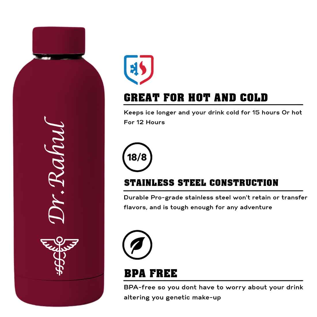 Custom Insulated Water Bottles for Doctors - Stainless Steel, BPA-Free, Leakproof Water Bottles for Travel, Hospital, Gym, and Home - Image 55
