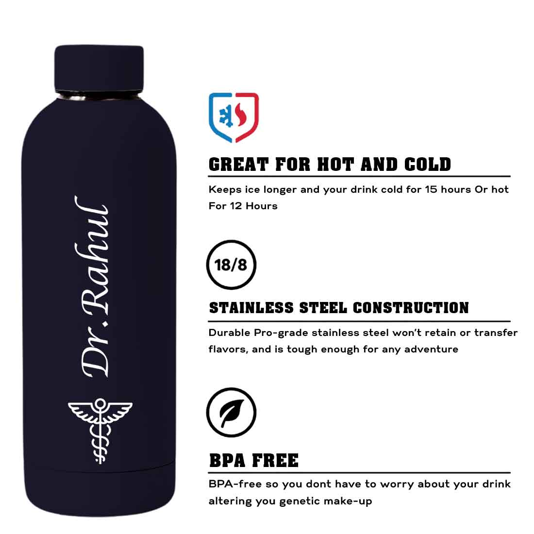 Custom Insulated Water Bottles for Doctors - Stainless Steel, BPA-Free, Leakproof Water Bottles for Travel, Hospital, Gym, and Home - Image 69