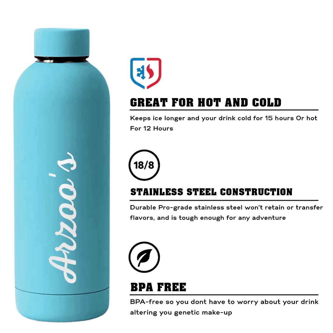 Custom Insulated Water Bottles Stainless Steel Bottle for Travel Office Gym Home - BPA Free, Leakproof - Image 76