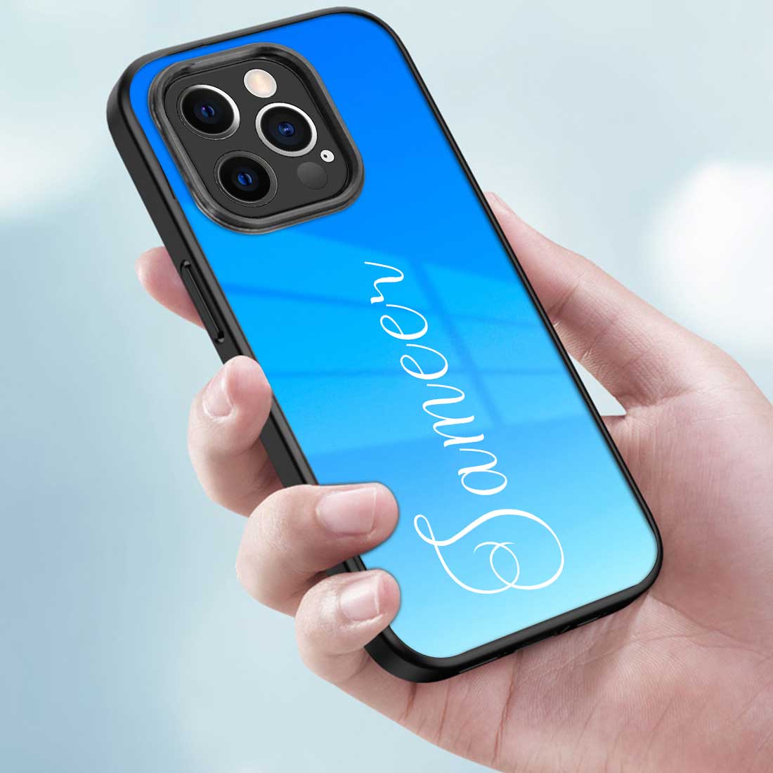 Custom iPhone 12 Pro Case with Name Blue Cover Phone Case - Blue Sea - Image 3