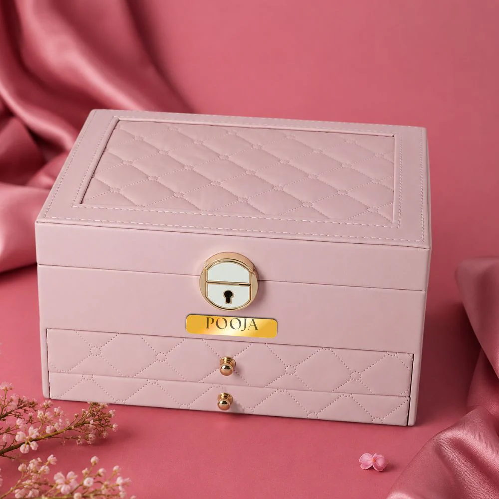 Custom Jewellery Box | Jewelry Organizer with Drawers | Premium Trinket Vanity Case with Built-in Lock - Image 5