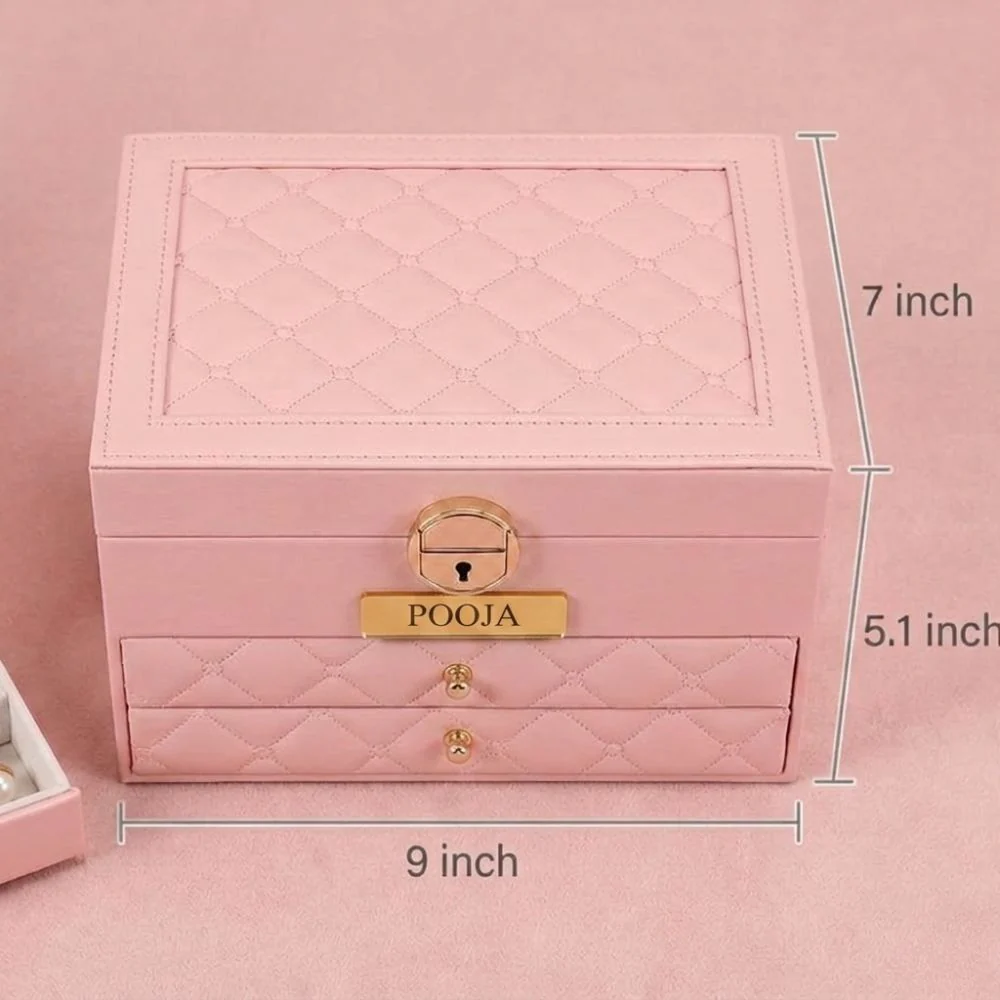 Custom Jewellery Box | Jewelry Organizer with Drawers | Premium Trinket Vanity Case with Built-in Lock - Image 6