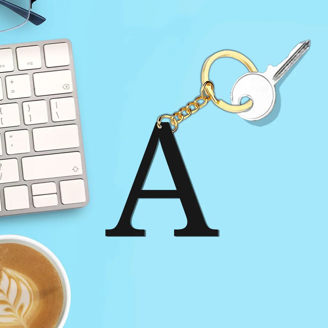 Custom Keychain Monogram Acrylic Key Chain Set of 2 - Image 3