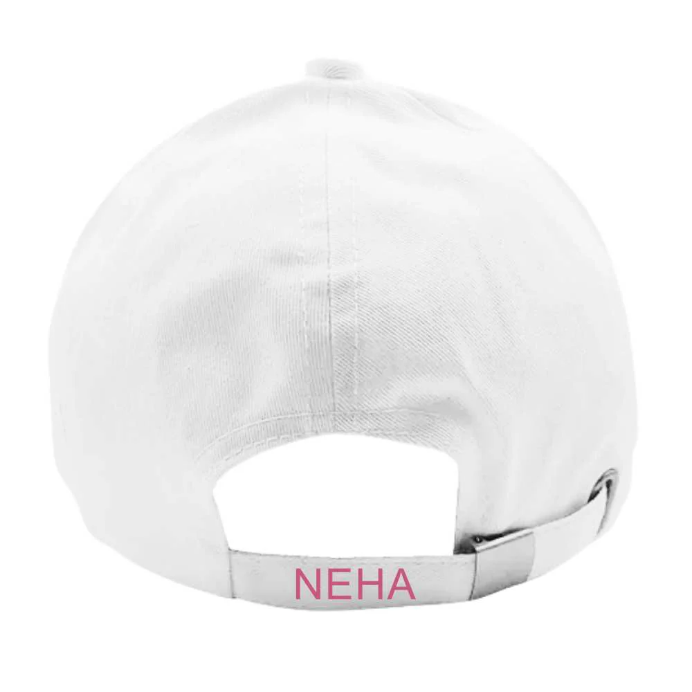 Custom Ladies Cap White with Name - Image 4