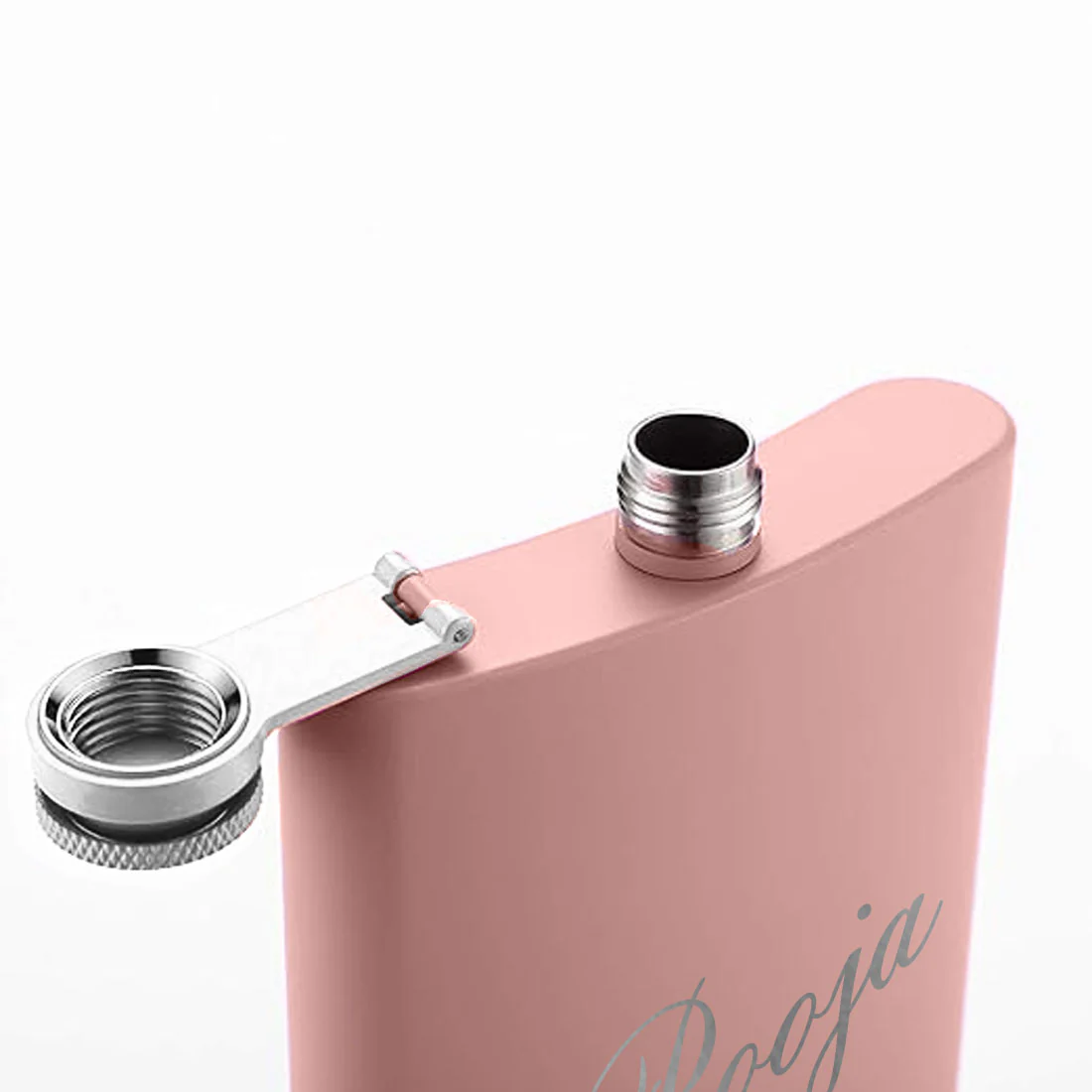 Custom Ladies Hip Flask with Funnel Stainless Steel Pink Whiskey Flask with Name - Image 6