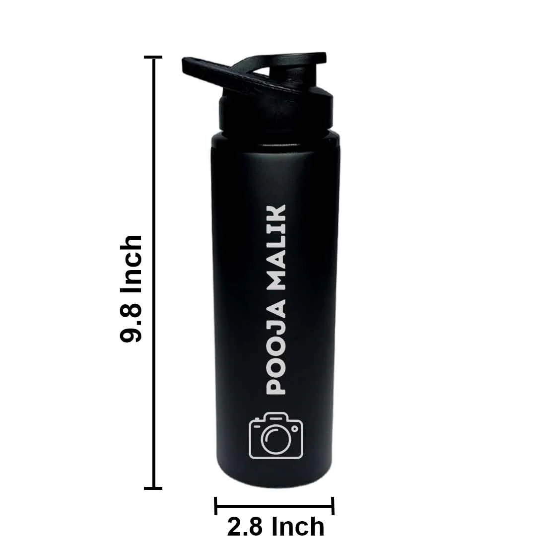 Custom Water Bottle with Name Engraved Stainless Steel for School Office Gym - Camera - Image 7