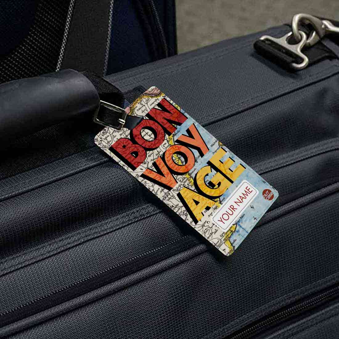 Personalized Bag Tags for Identifier Name Set of 2 - BON VOYAGE - Image 2