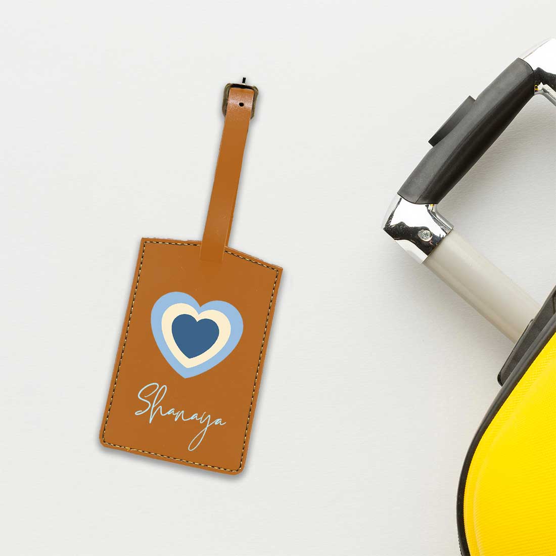 Custom Luggage Tags with Name PU Leather Bag Tags - Heart - Image 11