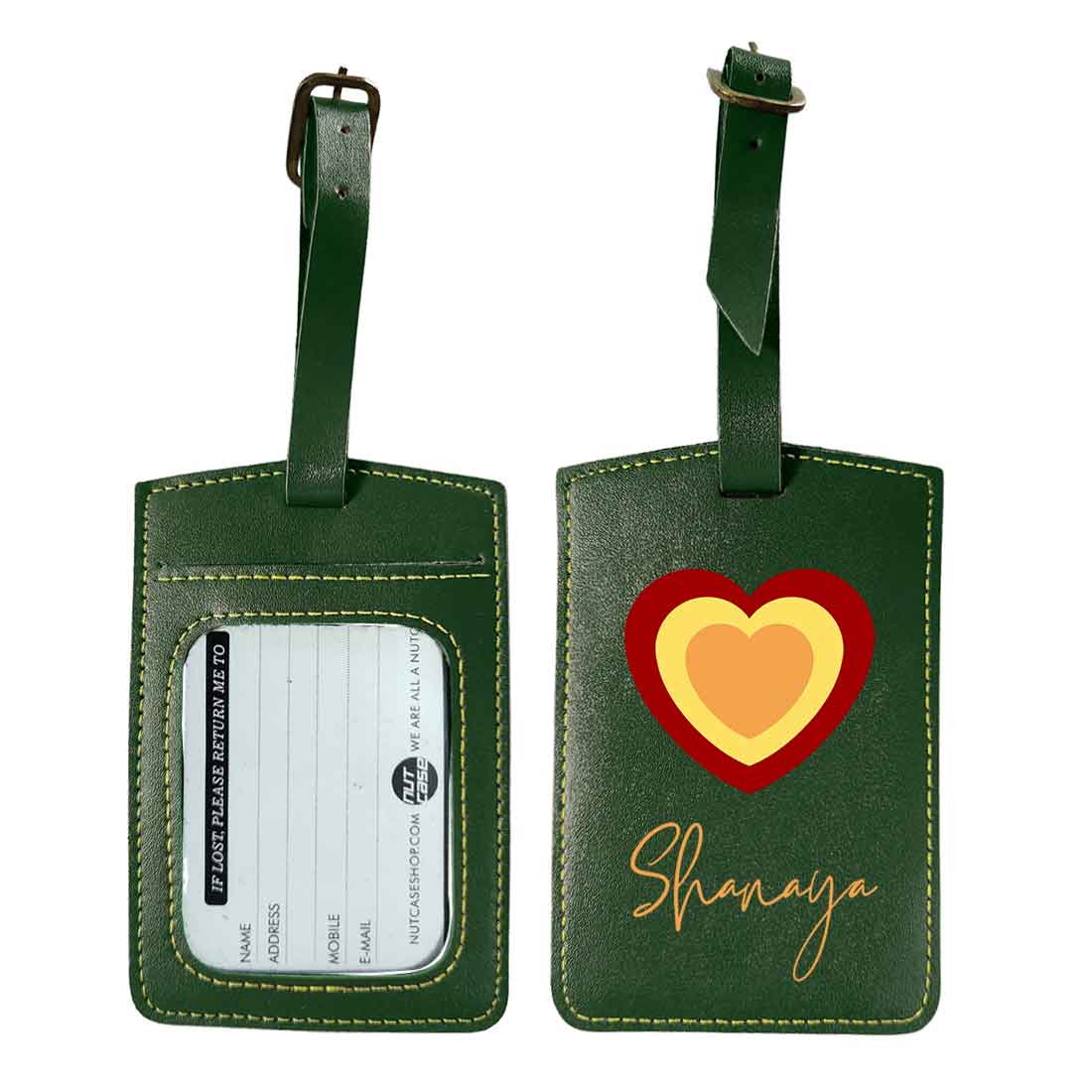 Custom Luggage Tags with Name PU Leather Bag Tags - Heart - Image 12