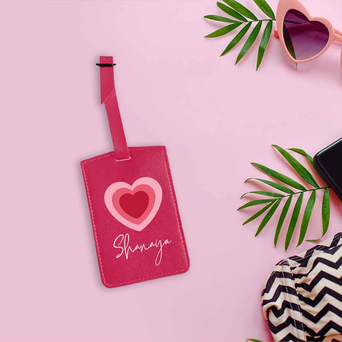 Custom Luggage Tags with Name PU Leather Bag Tags - Heart - Image 13