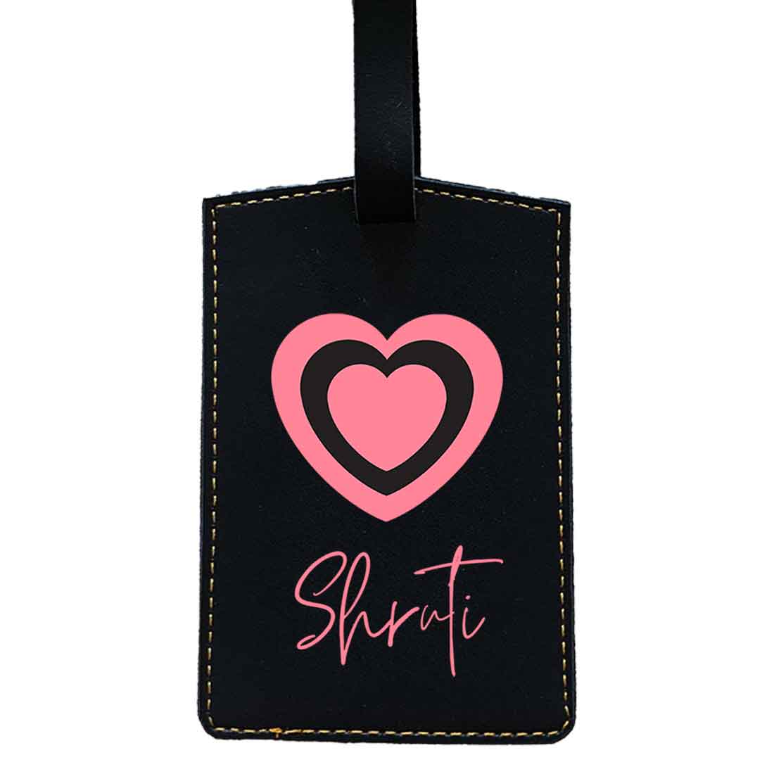 Custom Luggage Tags with Name PU Leather Bag Tags - Heart - Image 14