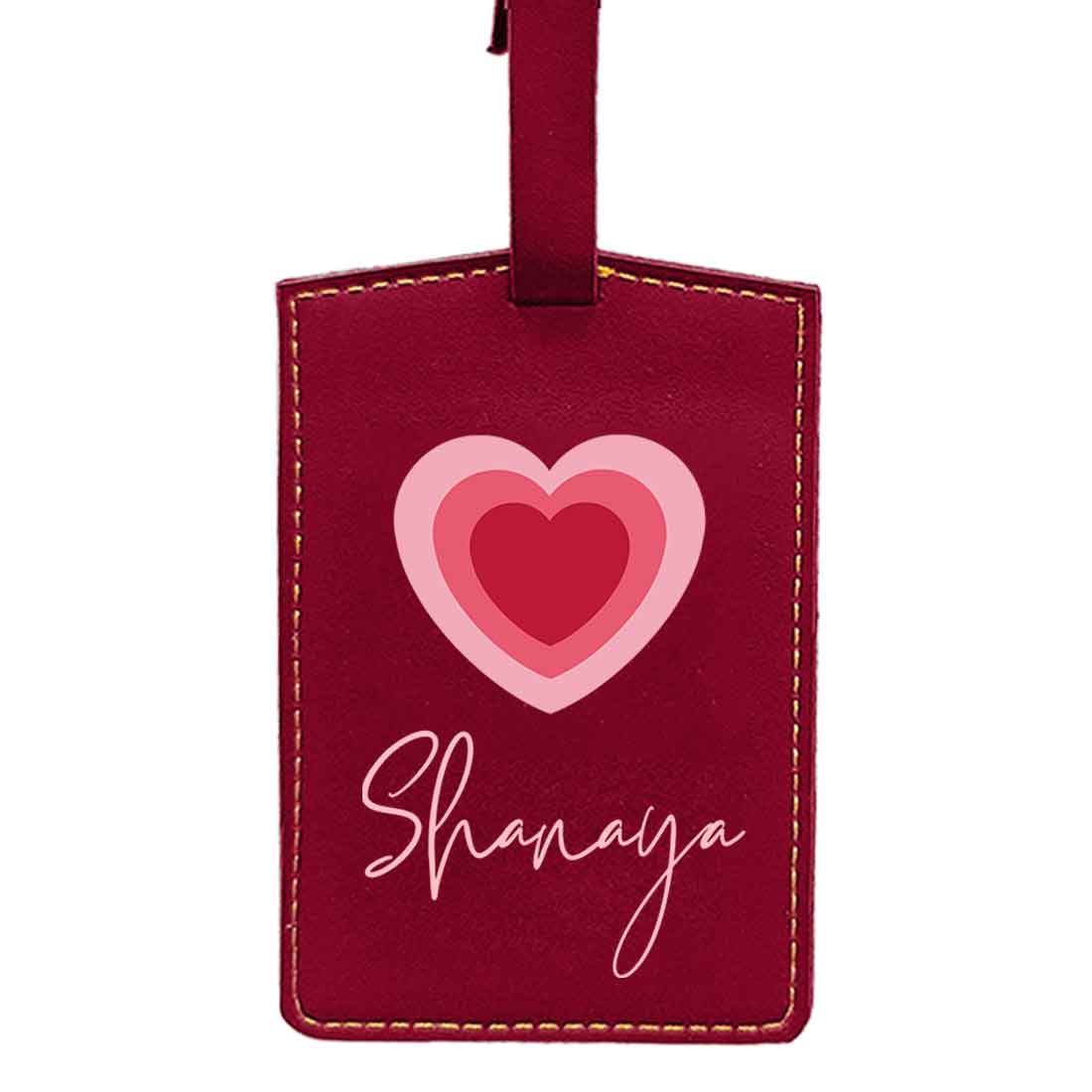 Custom Luggage Tags with Name PU Leather Bag Tags - Heart - Image 15