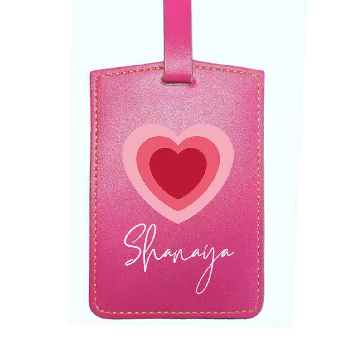 Custom Luggage Tags with Name PU Leather Bag Tags - Heart - Image 17