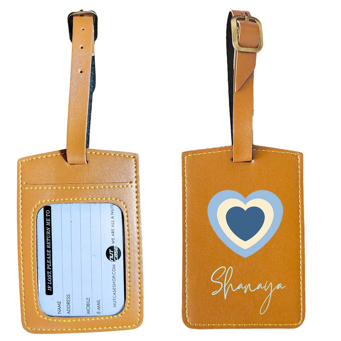 Custom Luggage Tags with Name PU Leather Bag Tags - Heart - Image 19