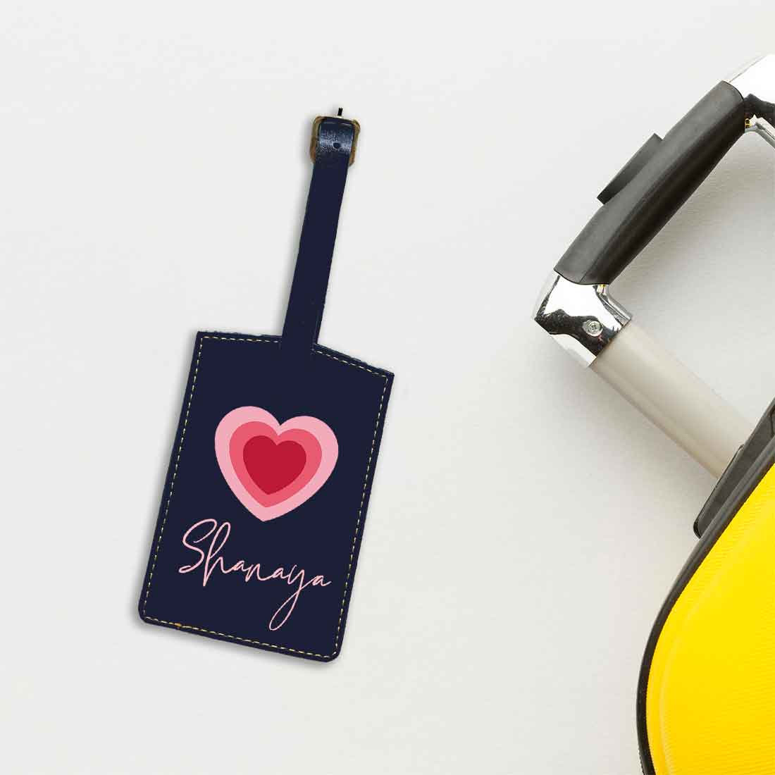 Custom Luggage Tags with Name PU Leather Bag Tags - Heart - Image 2