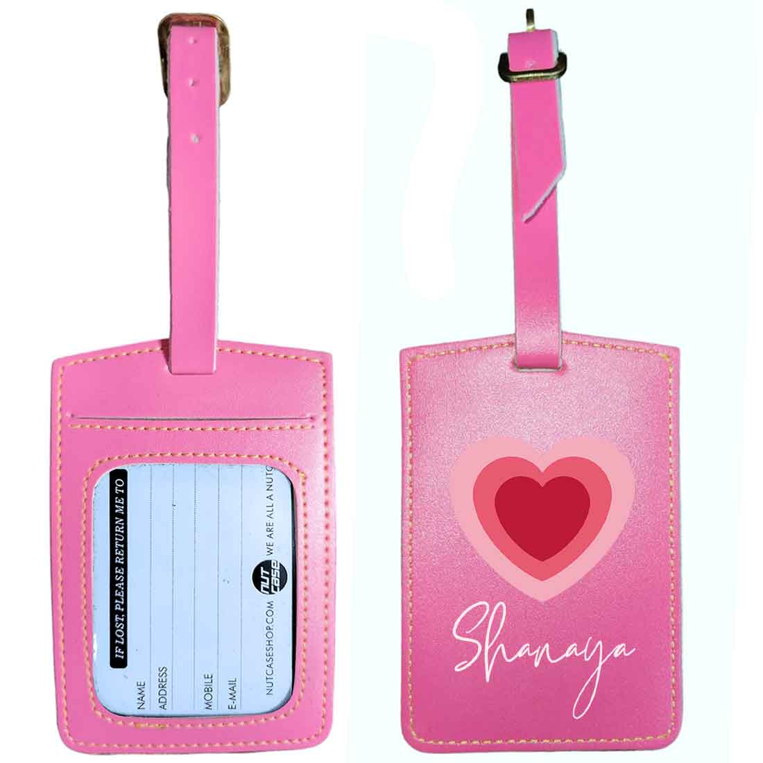 Custom Luggage Tags with Name PU Leather Bag Tags - Heart - Image 20