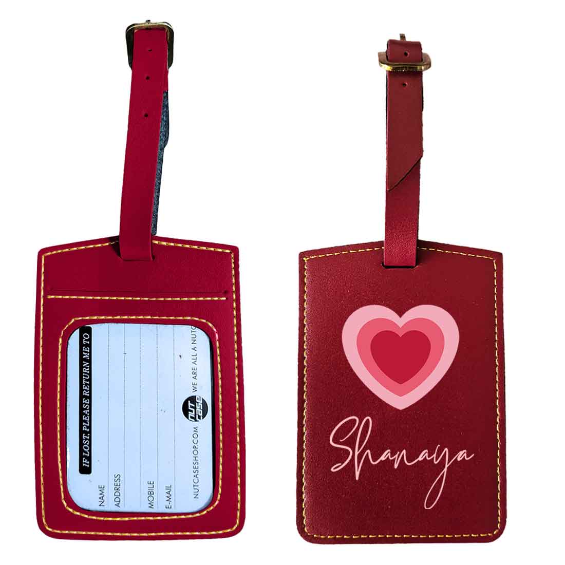 Custom Luggage Tags with Name PU Leather Bag Tags - Heart - Image 21