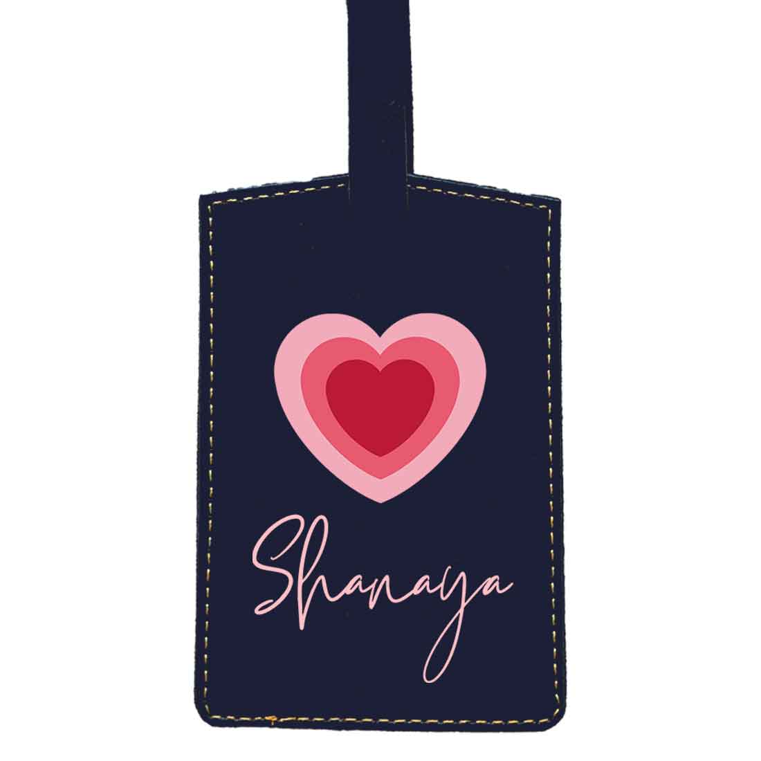 Custom Luggage Tags with Name PU Leather Bag Tags - Heart - Image 4