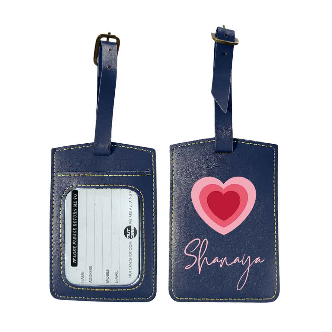 Custom Luggage Tags with Name PU Leather Bag Tags - Heart - Image 5