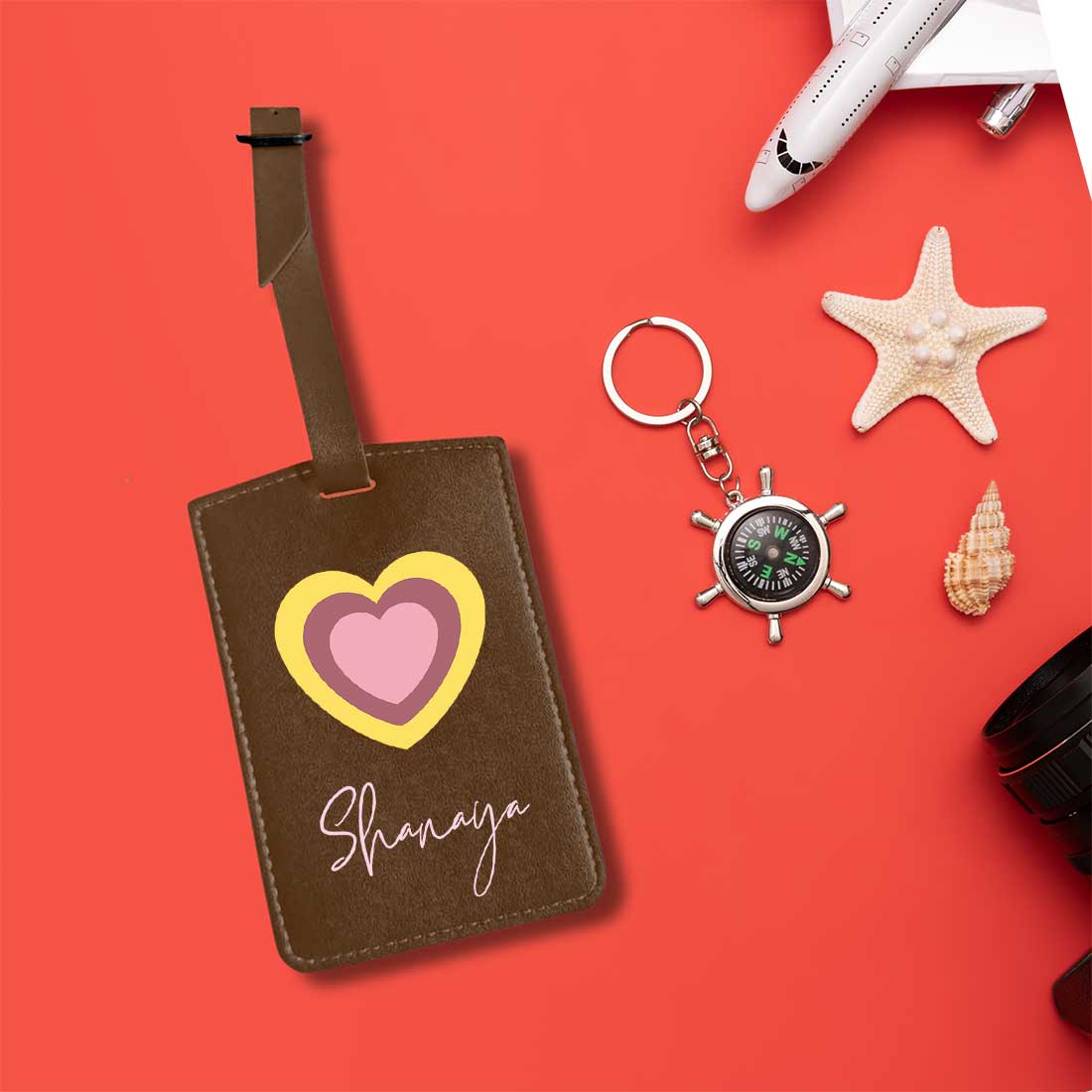 Custom Luggage Tags with Name PU Leather Bag Tags - Heart - Image 7