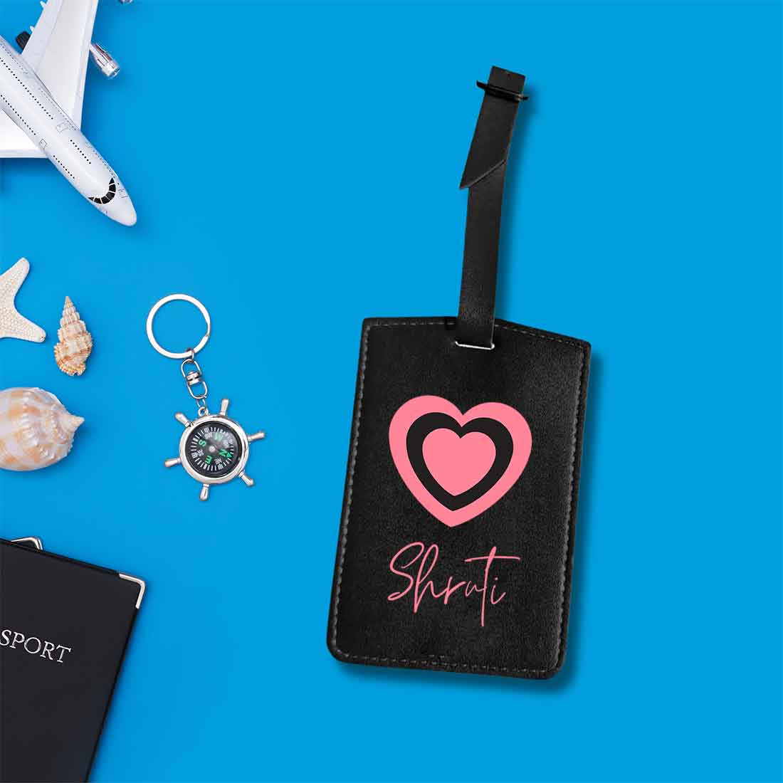 Custom Luggage Tags with Name PU Leather Bag Tags - Heart - Image 8