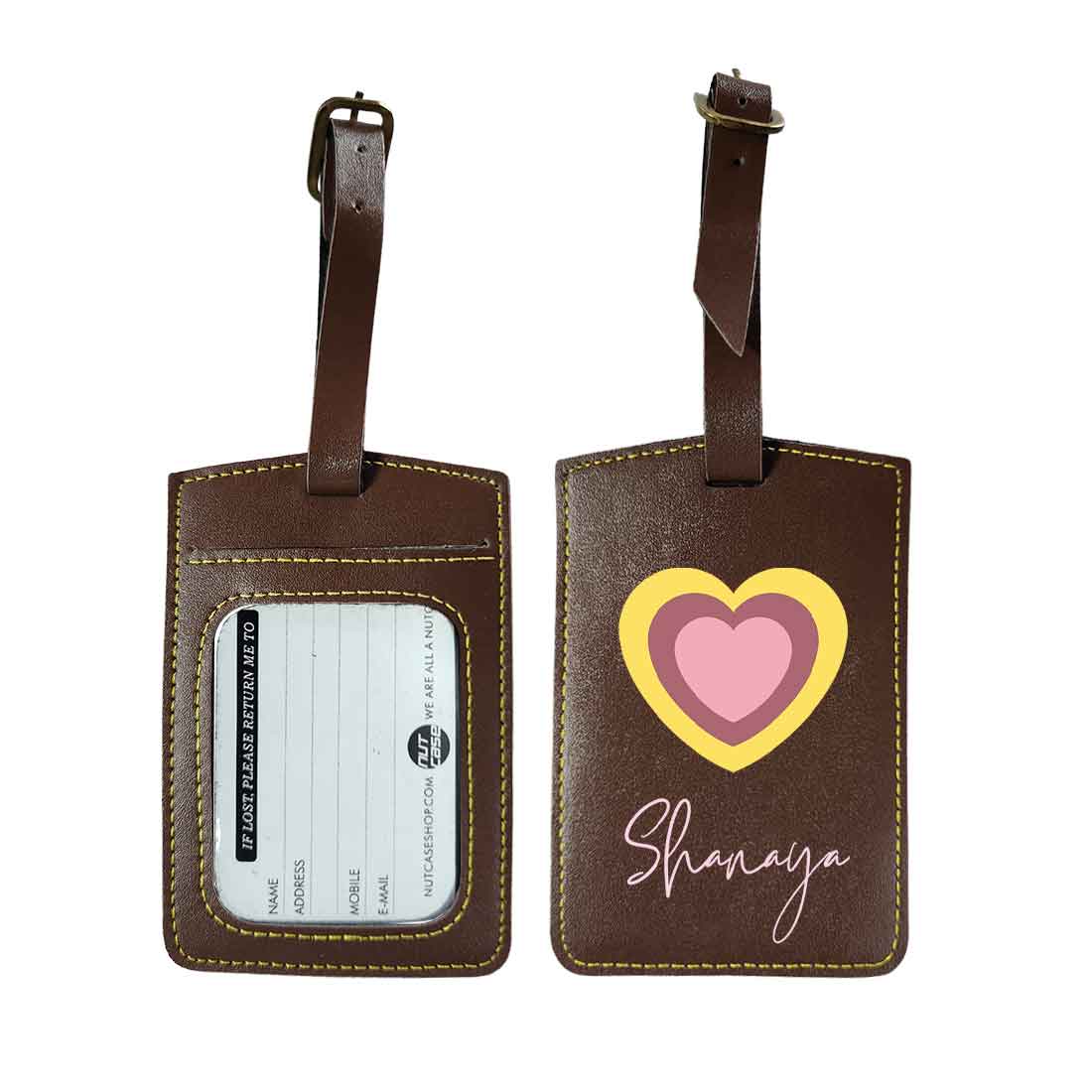 Custom Luggage Tags with Name PU Leather Bag Tags - Heart - Image 9