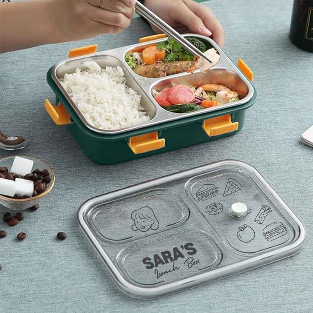 Custom Lunch Box with Name Stainless Steel Leak Proof Tiffin - Image 11