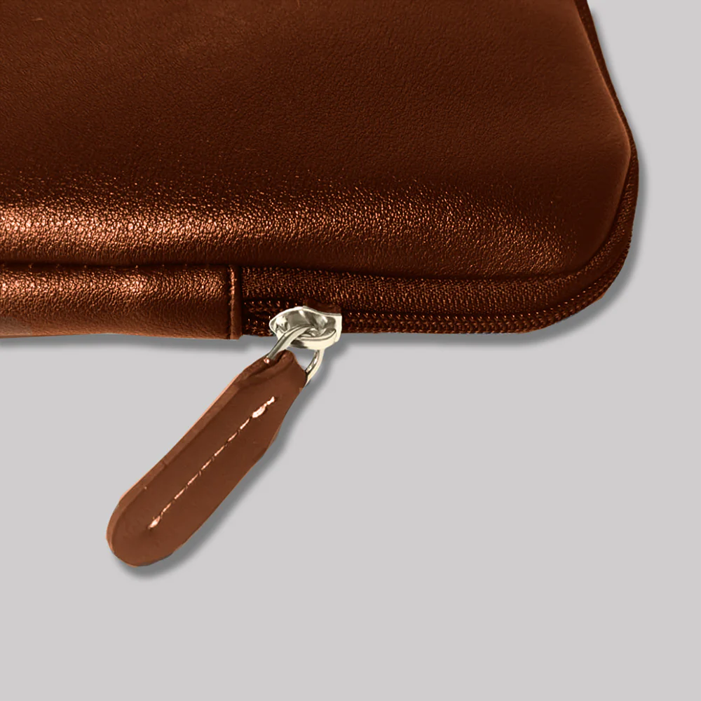 Custom Men’s Laptop Bag – Premium Brown Synthetic Leather Sleeve with Padded Compartment, Dual Handles & Zipper Closure | Fits Up to 15-inch Laptops - Image 6